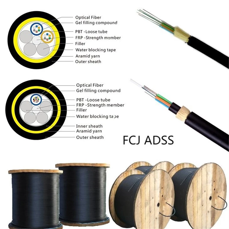 FCJ OEM ADSS Outdoor 24 Cores Fiber Optic Cable Supplier FCJ OEM ADSS Outdoor 24 Cores Fiber Optic Cable Supplier